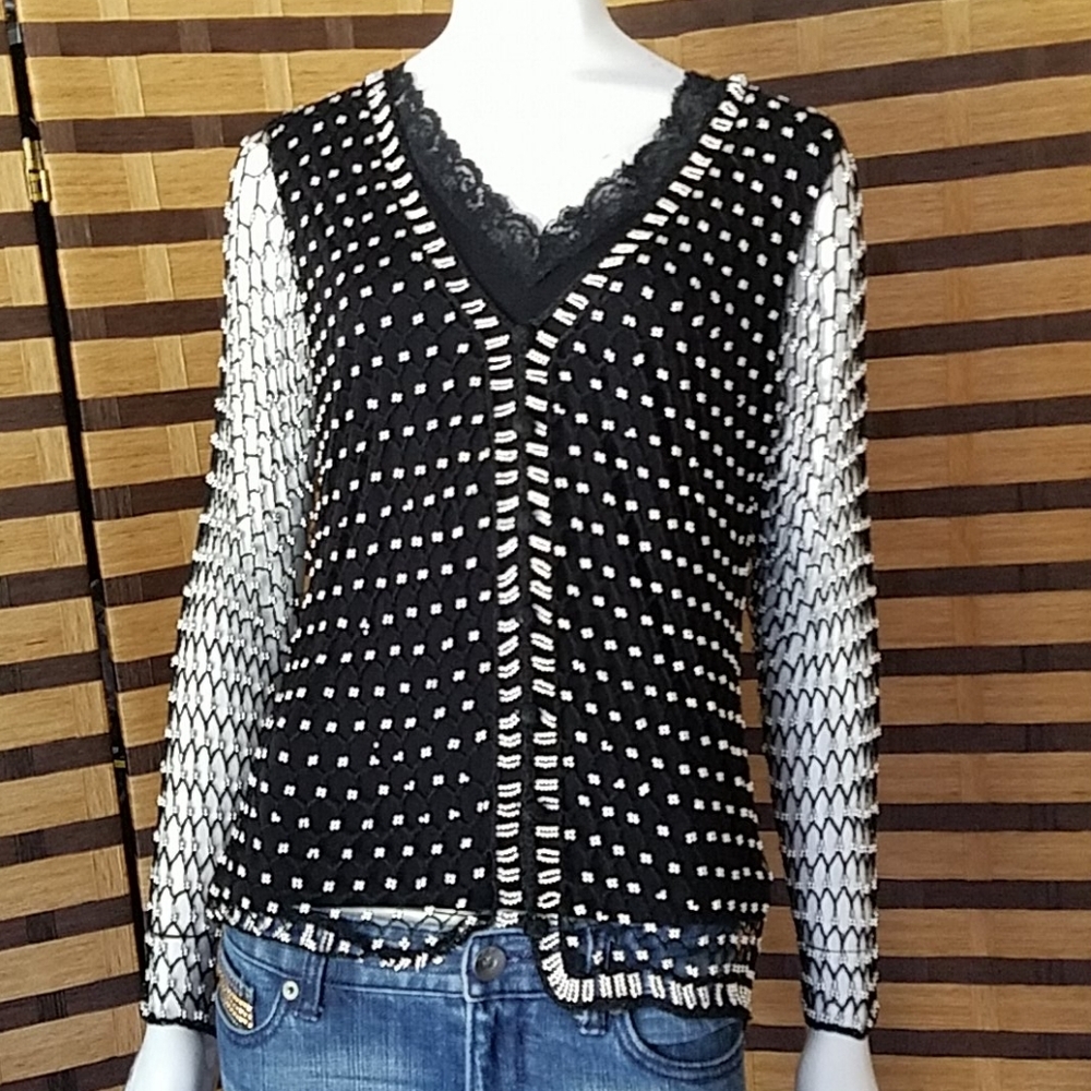 Crochet silver Beaded overlay tank